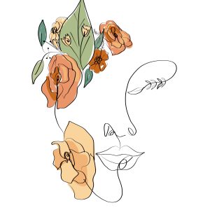 Floral Lady Line Art 4