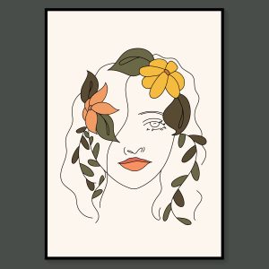 Floral Lady Line Art 7