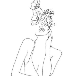Floral Lady Line Art 9